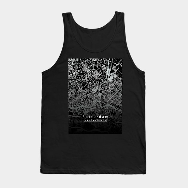 Rotterdam Netherlands City Map dark Tank Top by Robin-Niemczyk